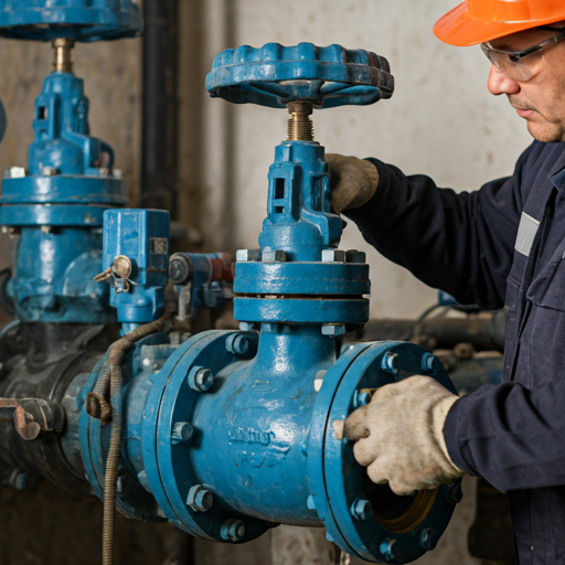 Repair specialist working on a backflow prevention assembly