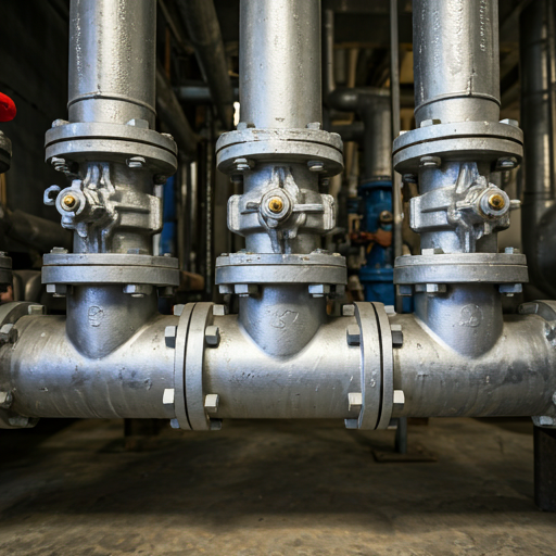 Industrial backflow prevention assembly in a commercial mechanical room